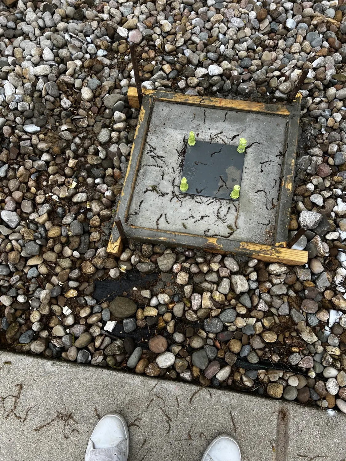 Finished concrete footing after curing
