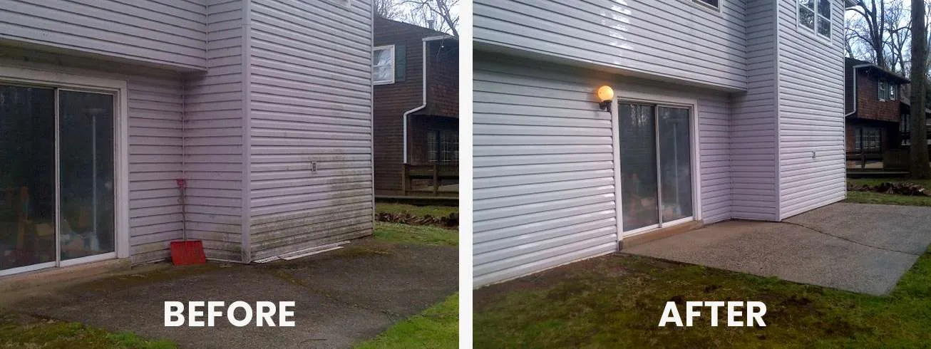 Vinyl siding house wash before and after