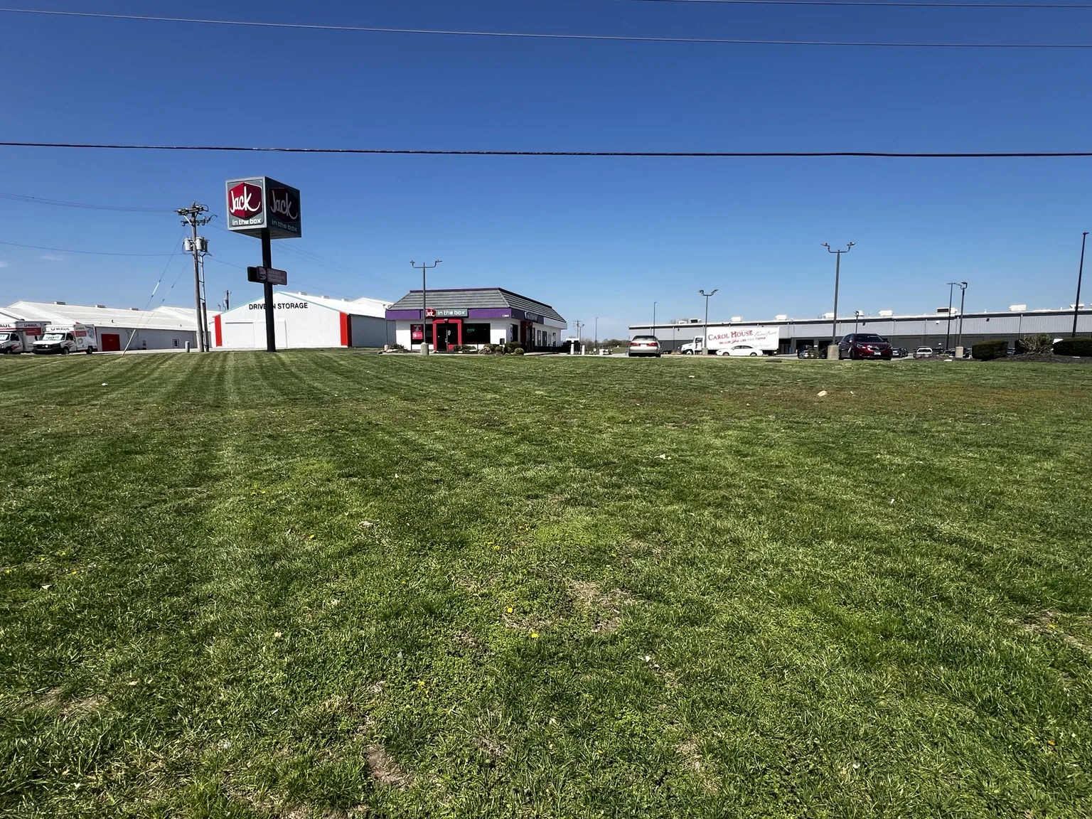Maintained turf surrounding a restaurant property