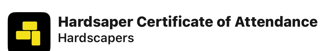 Hardscapers certificate of attendance listing