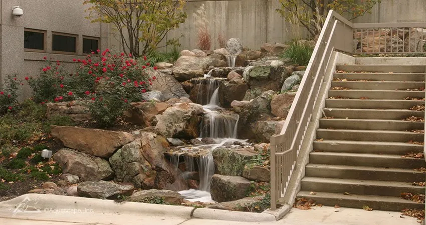Waterfall in a garden setting