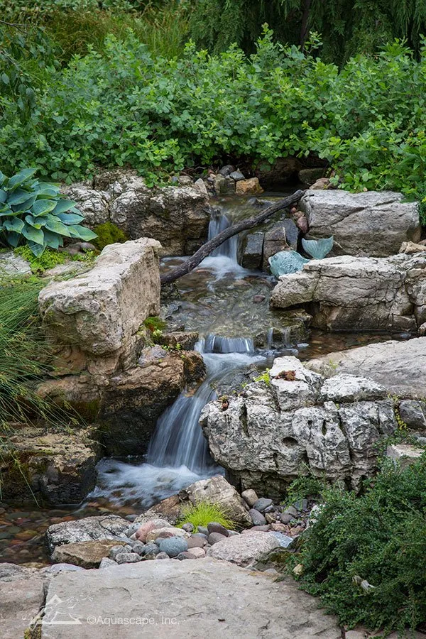 Natural stone waterfall